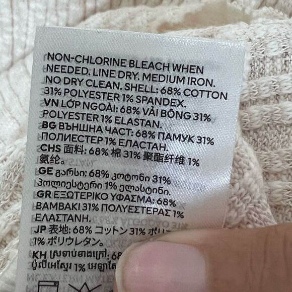 H&M Natural White Short Sleeve Collared Ribbed Dress Size Medium - Picture 9 of 9